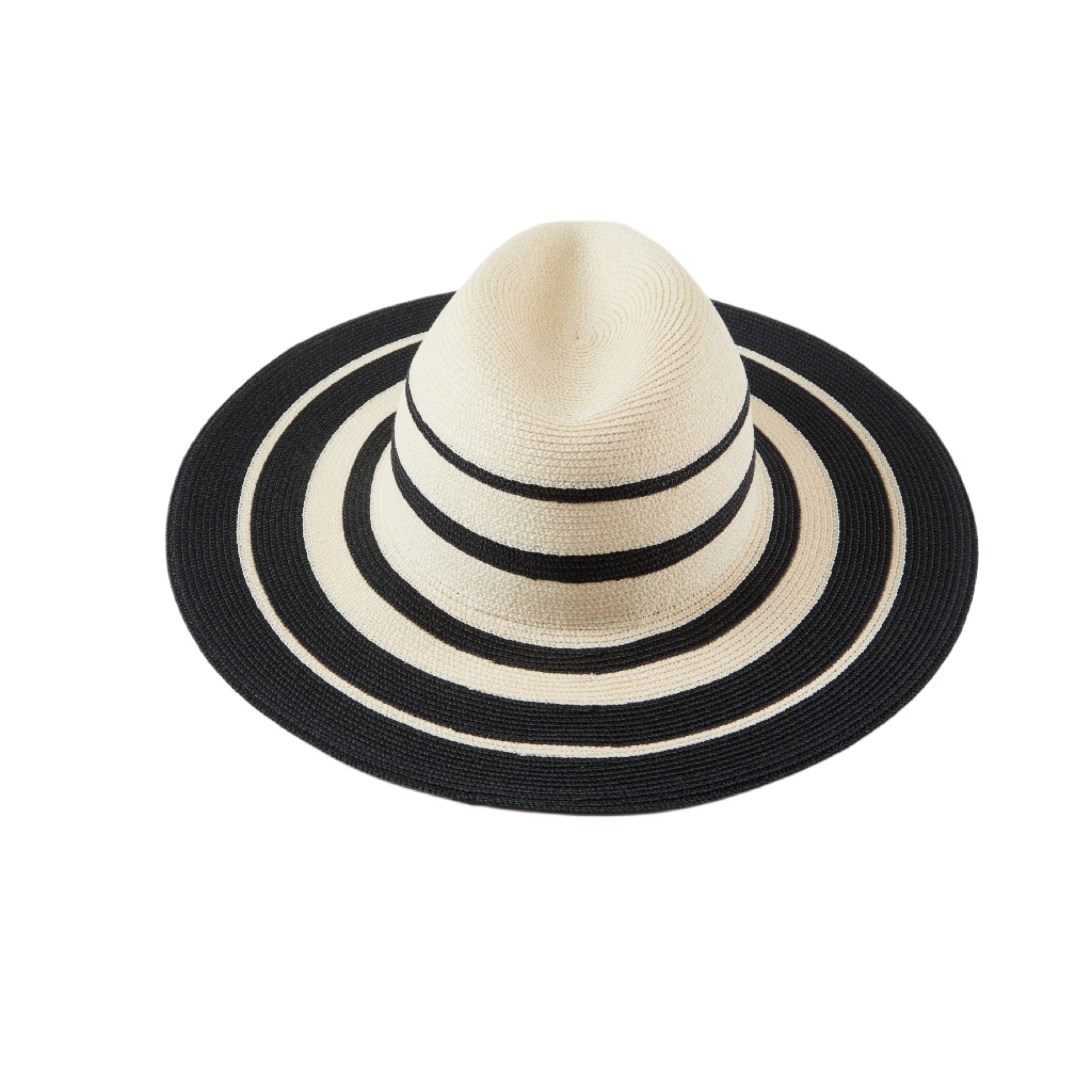 Emmanuelle Striped Packable Fedora Hat - Foldable Sun Hat for Women - Perfect for Travel, Beach, and Outdoor Activities