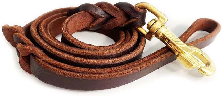 Premium 2FT Leather Dog Leash - 1/2 Inch Wide Short Training Leash for Small, Medium & Large Dogs | Durable Leather Dog Walking Leash for Obedience Training, Daily Walks & Outdoor Adventures