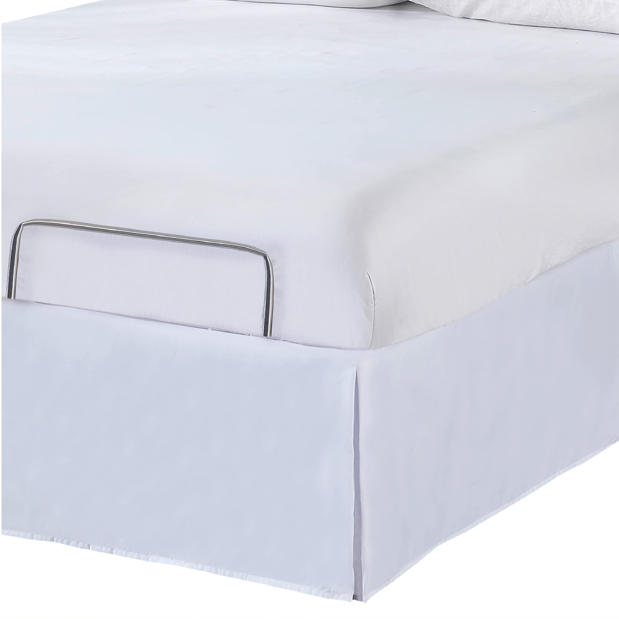 Microfiber Bed Skirt for Adjustable Beds - 15 Inch Drop, Tailored Wrap-Around Design, Full Size, White - Perfect for Modern Bedrooms & Guest Room Styling