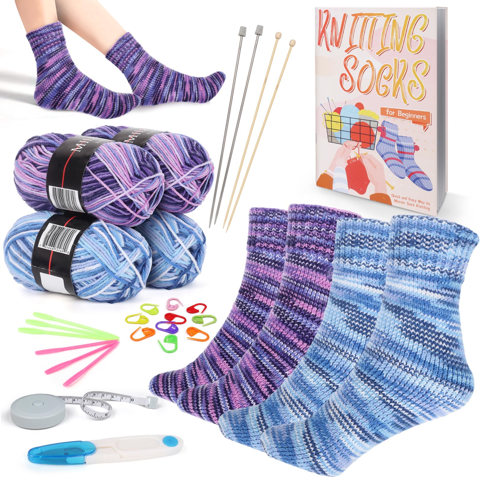 **Coopay Complete Knitting Kit for Beginners - Easy Sock Knitting Starter Set with Yarn & Step-by-Step Instructions - Perfect for Thanksgiving, Mother's Day Gifts & DIY Crafting at Home**