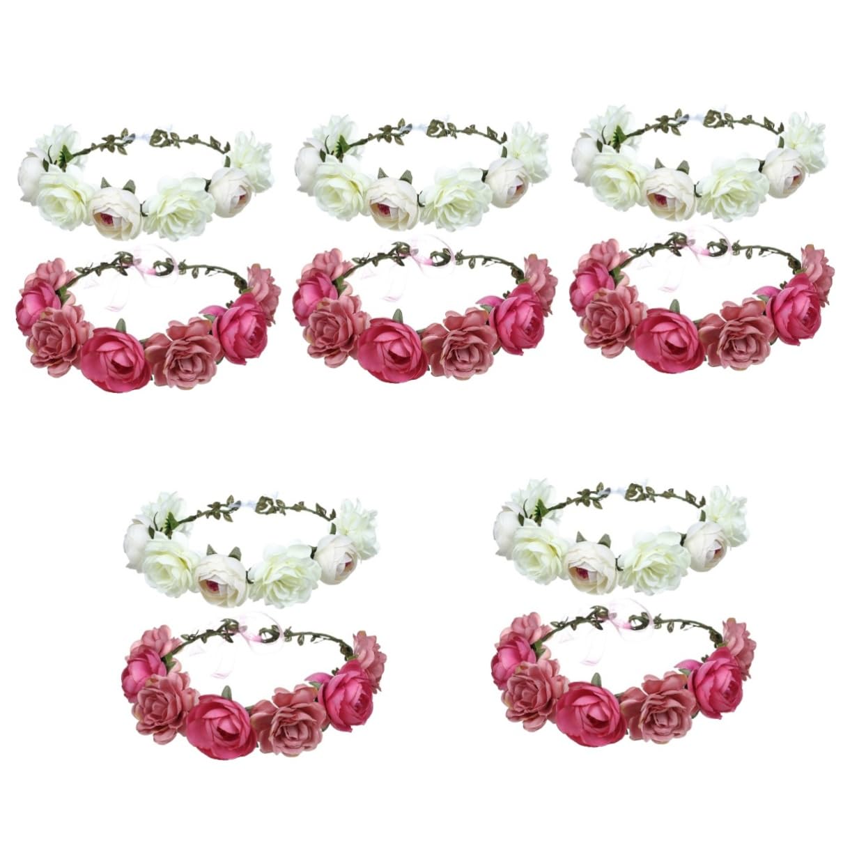 10 Pcs Rose Headbands for Girls - Floral Hair Clips for Women, Wedding Hair Accessories, Bridal Headpiece, Boho Flower Garland for Ceremony, Travel & Holiday - Miss Beavorty