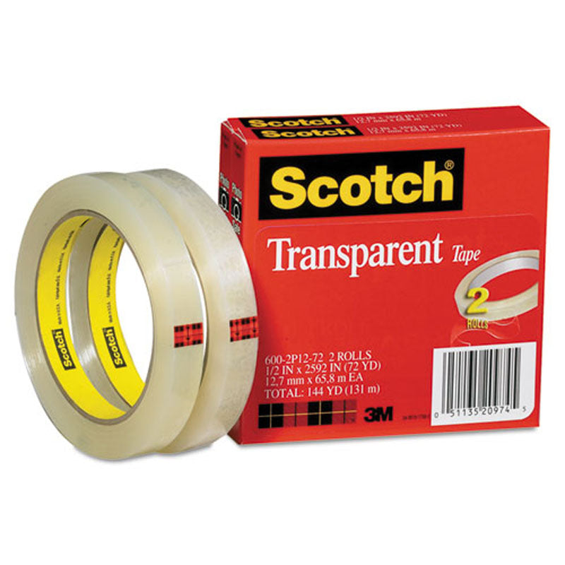 Scotch Transparent Tape 3-Pack, 216 Feet per Roll, Clear Adhesive Tape for Office, School, Home & Crafts - Perfect for Wrapping, Sealing & Repairing