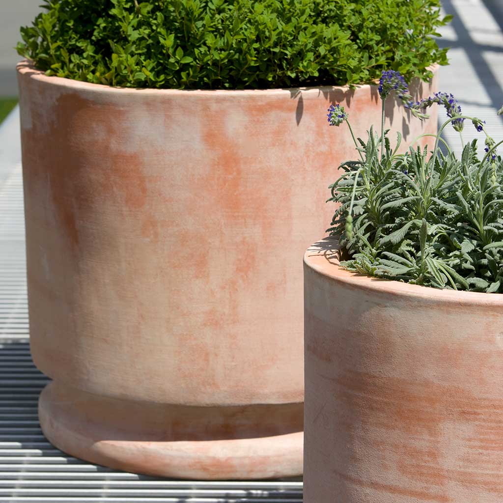 Campania International Sombra Terra Cotta Planter Set of 2 - Outdoor Garden Plant Pots for Patio, Balcony & Home Decor