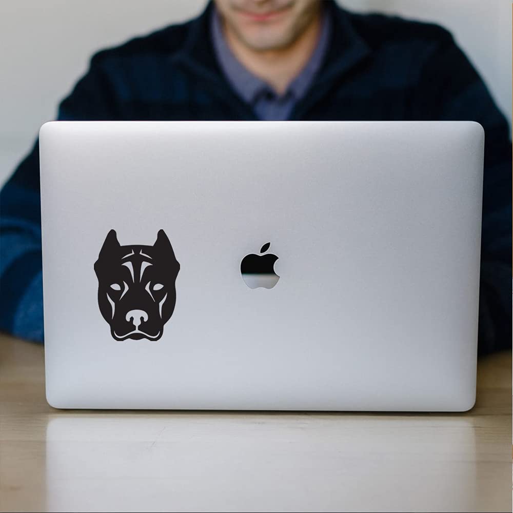 Premium Pitbull Dog Face Vinyl Decal Stickers (Black, Set of 2) - Waterproof, Durable for Laptop, Phone, Helmet, Car, Mug, Wall Decor | Perfect for Pet Lovers & Home Office Customization