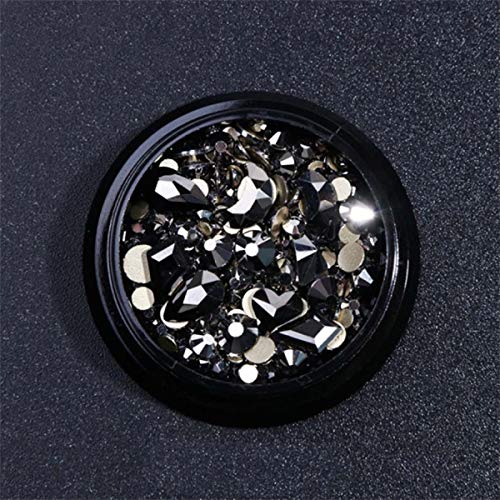 1 Box Mixed 3D Rhinestones Nail Art Decorations - Gold AB Shiny Crystal Gems for Manicure, Jewelry & Crafts (Ore Grey) | DIY Nail Design, Costume Jewelry Making, Phone Case Embellishment