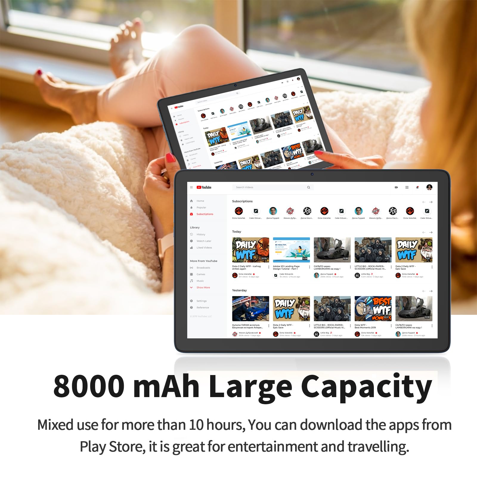 PRITOM TAB12 10 Inch Android 13 Tablet with 5G WiFi, Octa-Core Processor, 128GB Storage, 4G LTE SIM Card Slot, 8000mAh Battery, HD Display, Bluetooth & Dual Speakers - Perfect for Work, Study, Streaming & Travel
