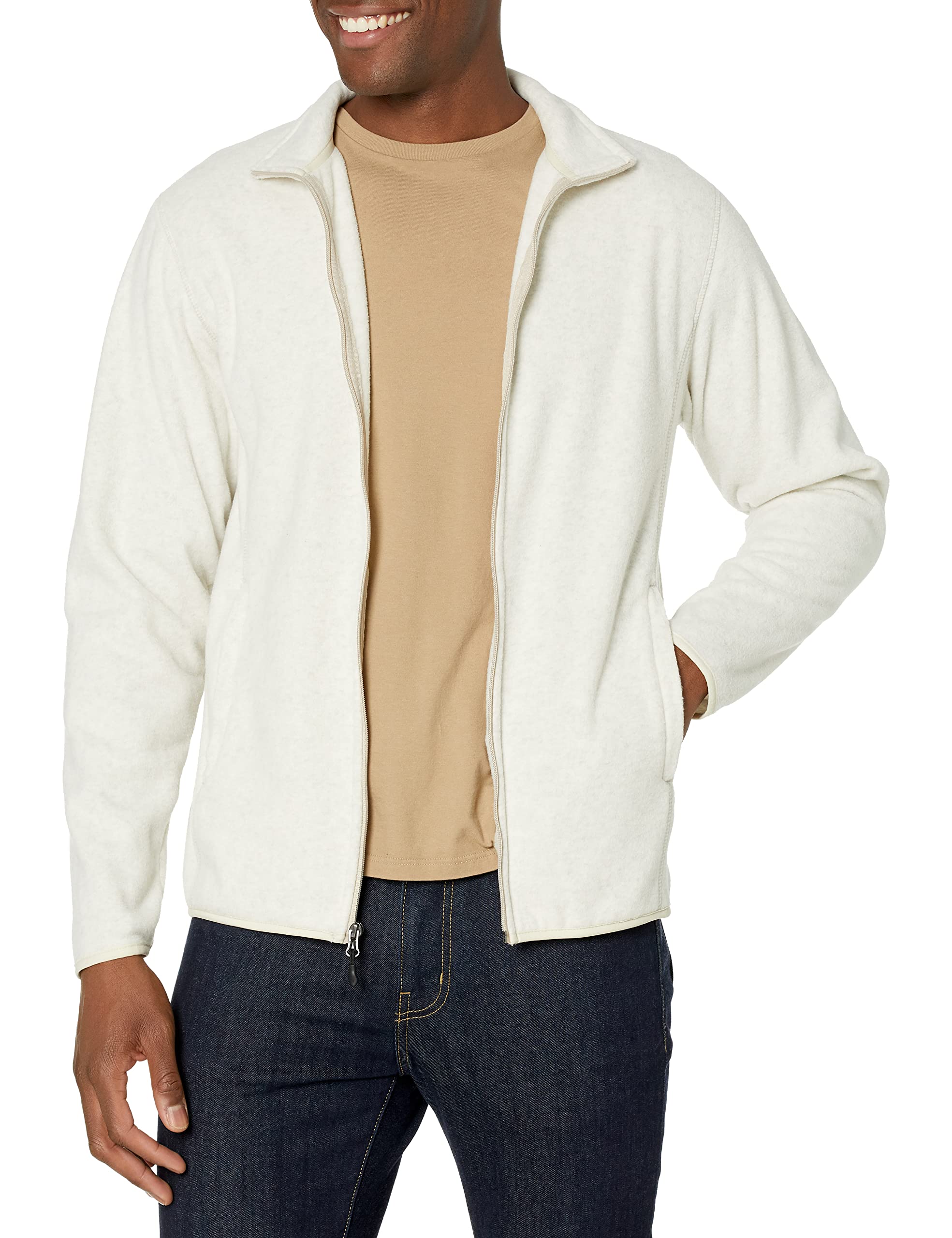 Amazon Essentials Men's Full-Zip Polar Fleece Jacket - Lightweight Warm Winter Coat for Outdoor Hiking, Camping & Casual Wear