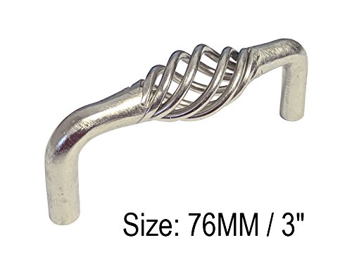 5 Pack Satin Nickel Cabinet Handles - Birdcage Twist Pulls for Kitchen Furniture (3