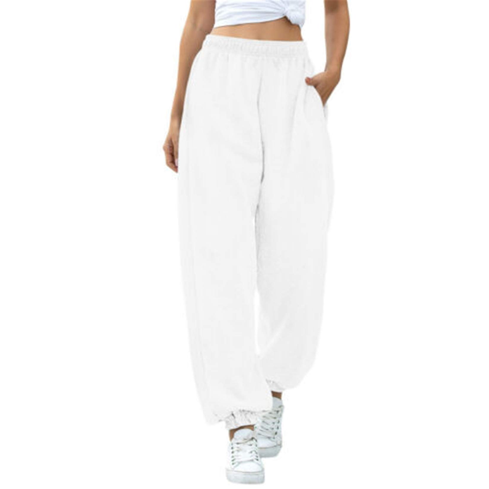 Yuemengxuan Women's High Waist Sweatpants with Pockets - Soft Joggers for Yoga, Gym & Streetwear | Comfortable Lounge Pants for Running, Workout & Casual Wear