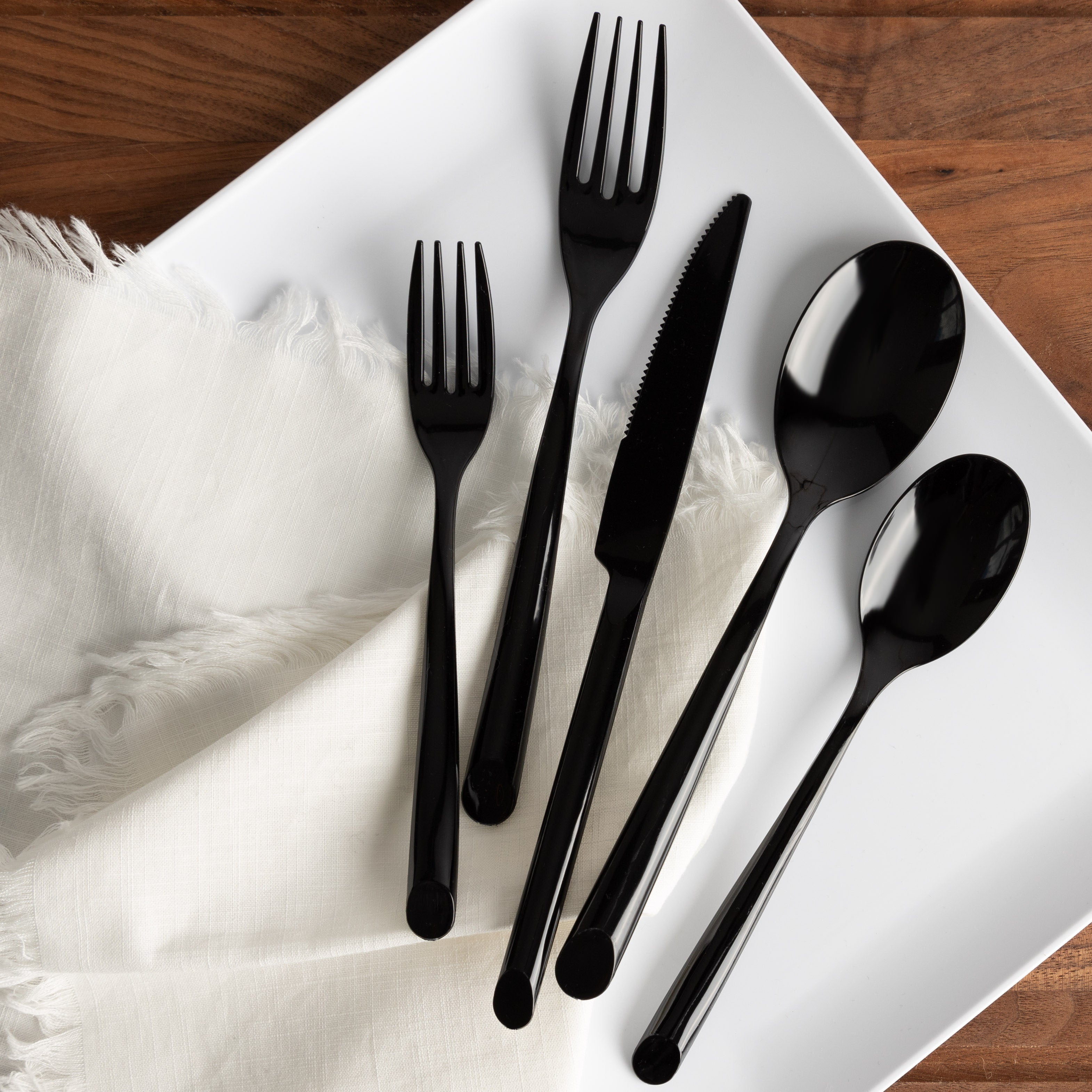 Suave Collection Black Flatware Set - 40-Piece Stainless Steel Cutlery Combo (8 Place Settings) - Elegant Dining for Restaurants, Weddings & Home Entertaining