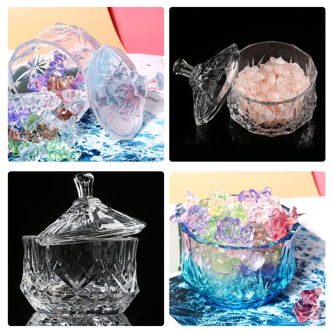 Voyyphixa Silicone Storage Box Molds with Lid - Candy Jar, Epoxy Resin Container Molds for Candlestick, Trinket Case, Jewelry Box & Small Planter Pot - Perfect for DIY Crafts, Home Decor & Gift Making