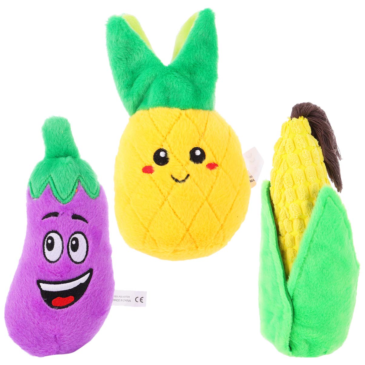TEHAUX 3pcs Squeaky Plush Dog Toys for Small Breeds - Puppy Chew Toys for Teething & Playtime