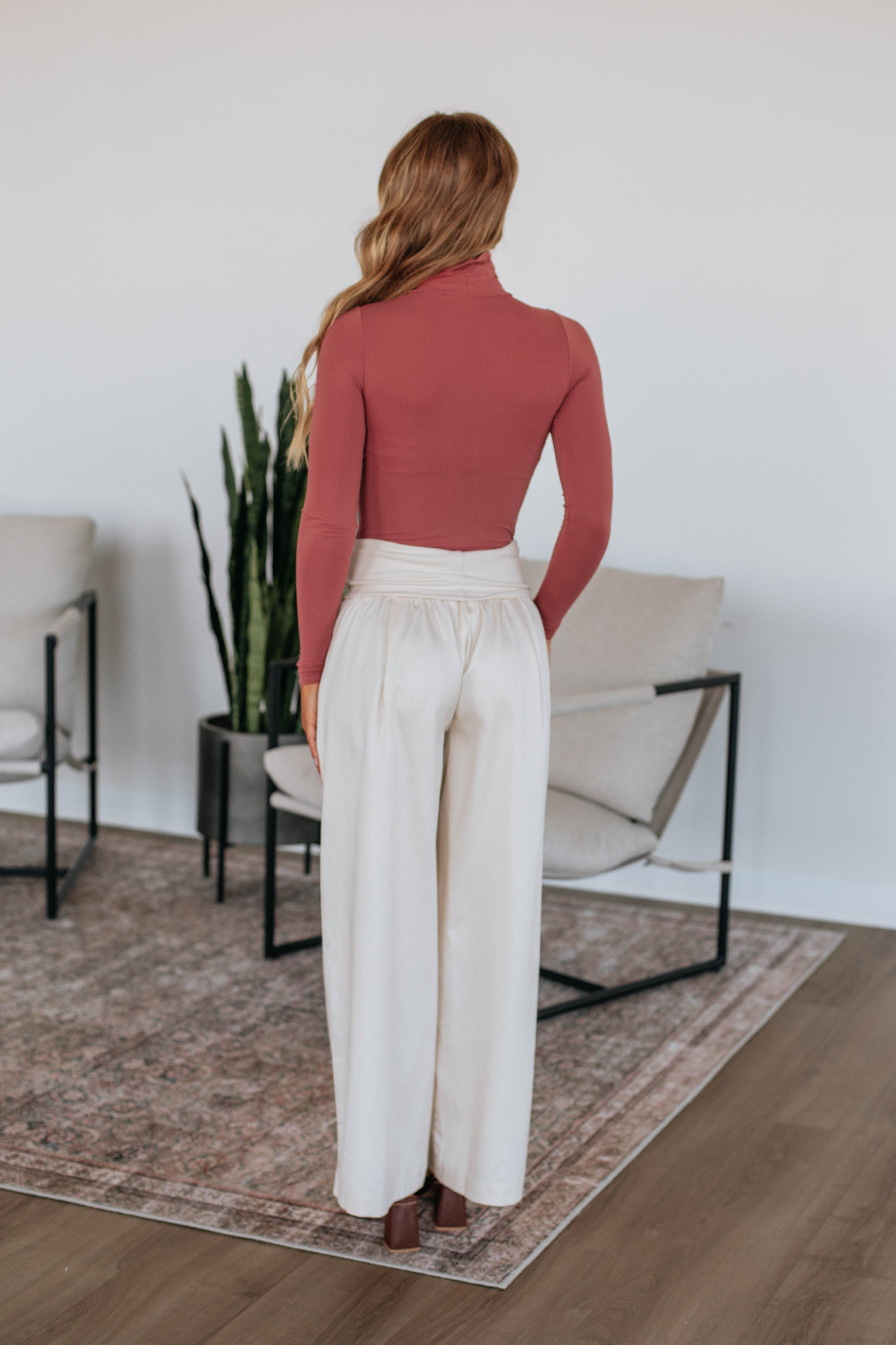 Haylo Wide Leg Pants for Women - Soft High Waisted Linen Trousers in Cream | Comfortable Lounge Pants for Yoga, Travel & Casual Wear