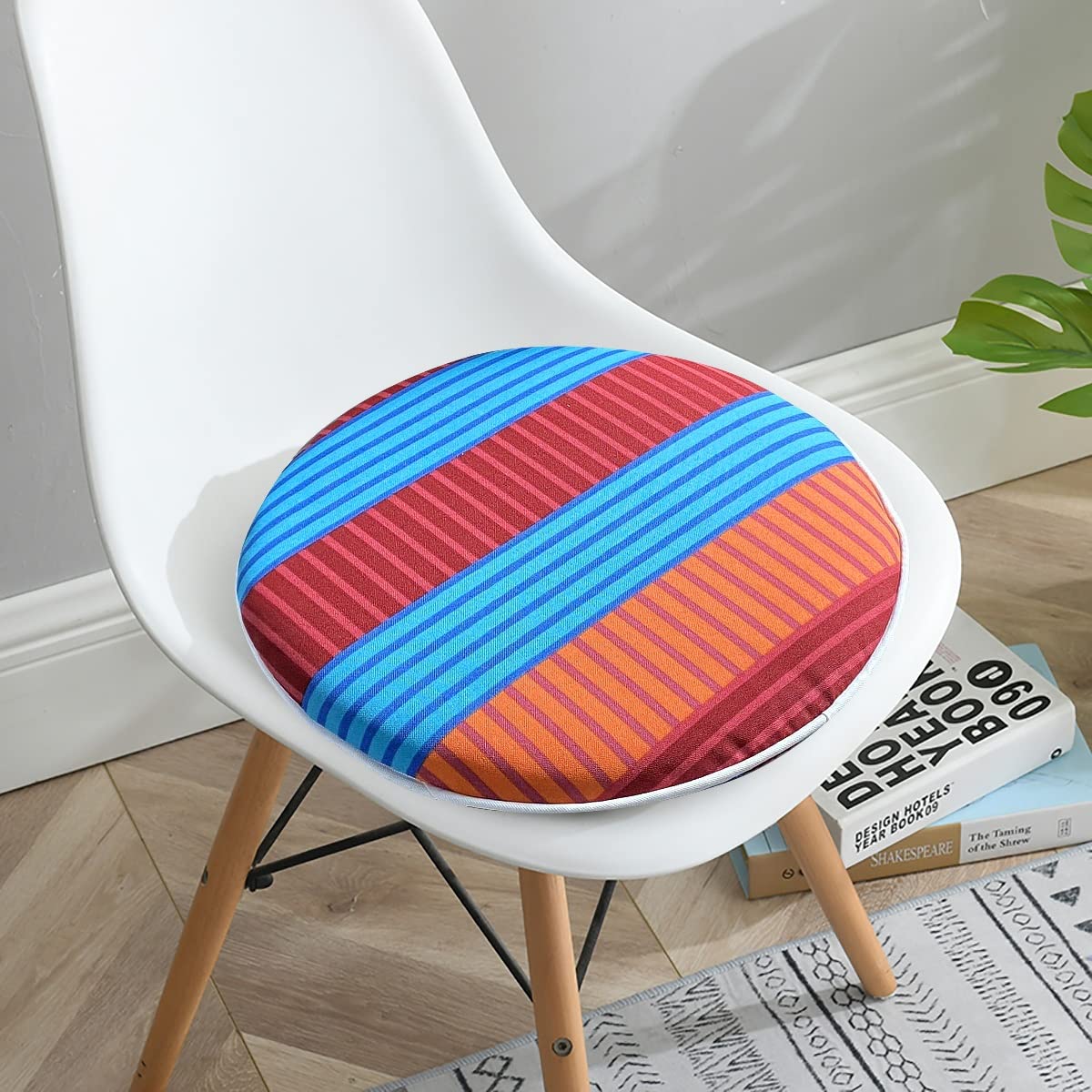 Premium 16x16 Inch Red Stripe Outdoor Bistro Chair Cushions Set of 2 - Waterproof Round Patio Seat Pads for Garden, Deck, Balcony & Outdoor Furniture (Perfect for Dining, Lounging & Entertaining)