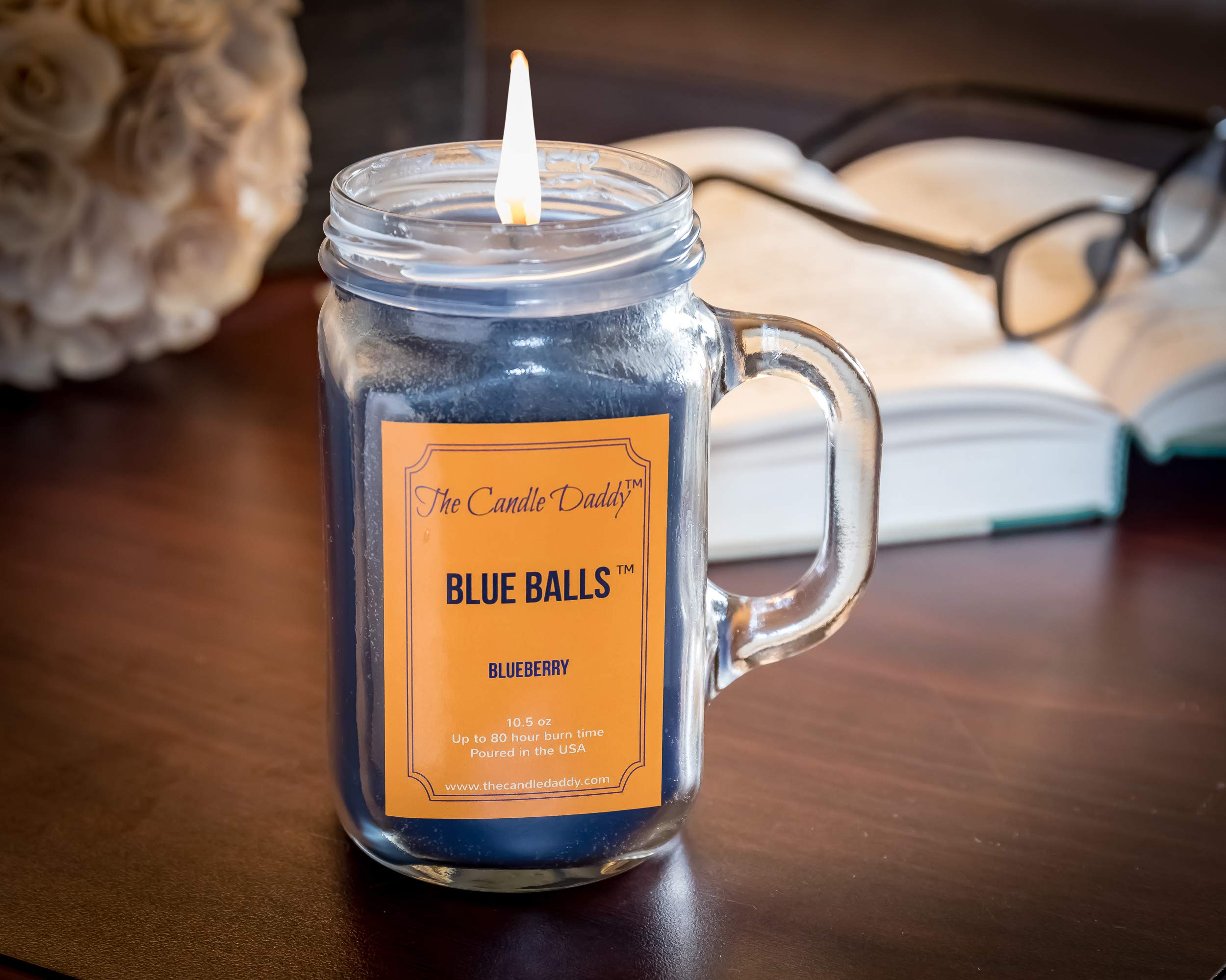 Blueberry Scented Candle - Funny Gag Gift 'The Candle Daddy - Blue Balls' - 10 oz Soy Wax Candle for Home Decor, Office Pranks & Birthday Gifts