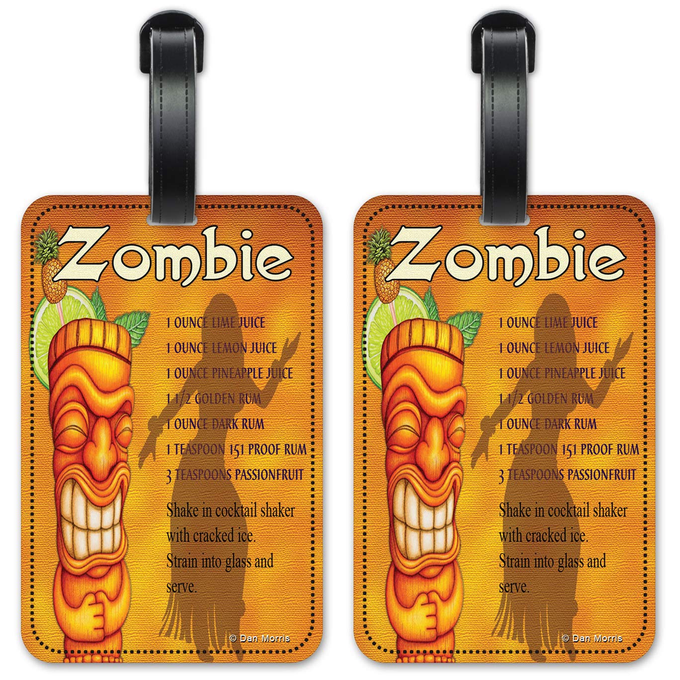 Zombie Luggage ID Tags by Dan Morris - Set of 2 Personalized Suitcase Identification Cards for Travel - Perfect for Halloween Trips & Horror Convention Travel Accessories