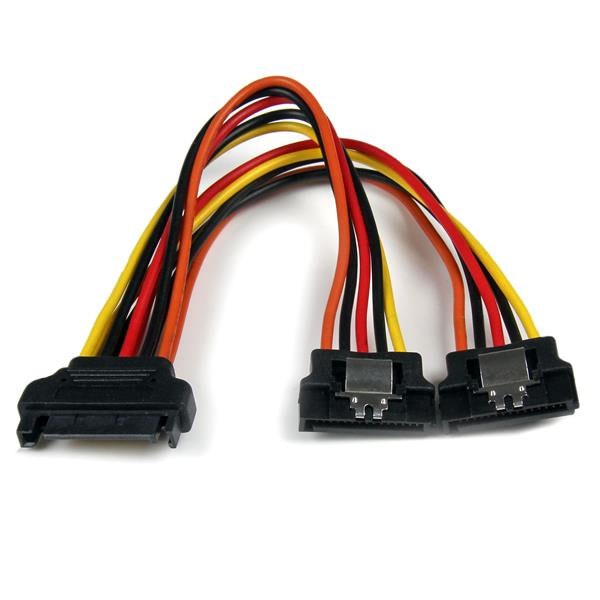 StarTech.com 15cm Latching SATA Power Y Splitter Cable Adapter - 6 Inch Serial ATA Power Splitter for Dual HDD/SSD Drives - Perfect for PC Builds, Server Upgrades & External Storage Expansion