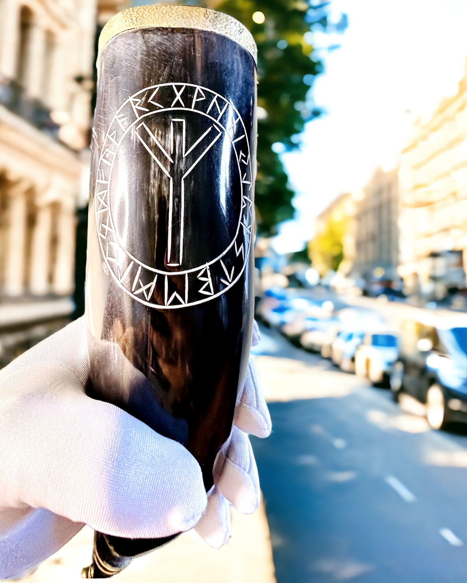 Premium Hand-Engraved Viking Valor Horn Mug - Authentic Norse Drinking Cup with 4 Style Options - Perfect for Medieval Reenactments, Fantasy LARP Events & Unique Home Bar Decor