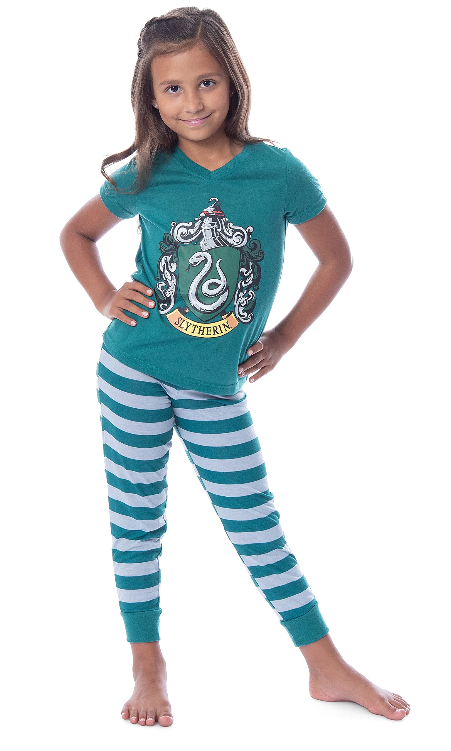 Harry Potter Hogwarts House Crest Jogger Pajama Set for Women - Gryffindor, Slytherin, Hufflepuff & Ravenclaw Styles - Cozy Sleepwear for Movie Nights & Potterhead Gifts