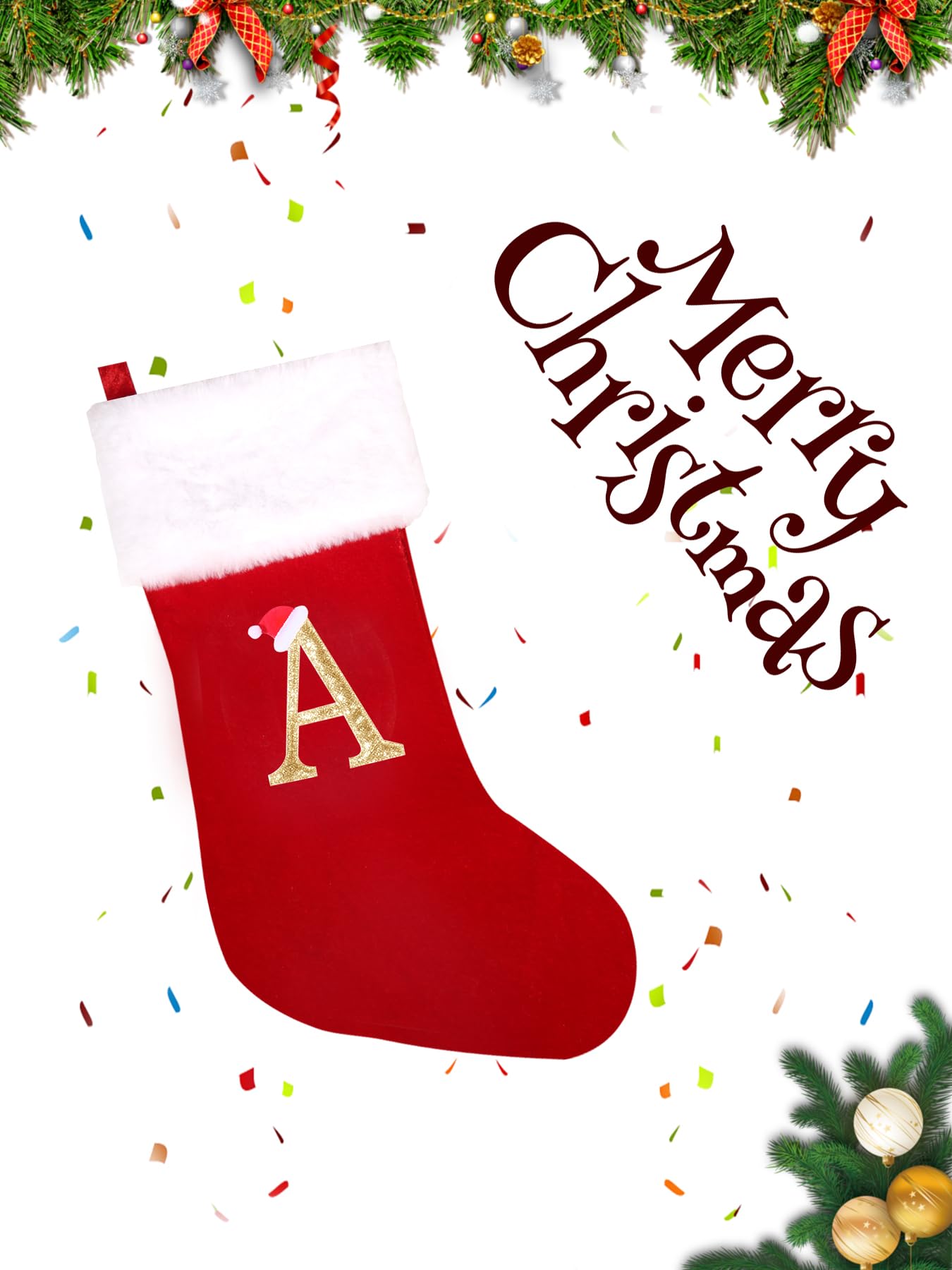 20 Inch Super Soft Plush Personalized Christmas Stockings with Embroidered Letters - Rustic Xmas Decor for Fireplace, Holiday Home Decor, and Festive Gift Giving