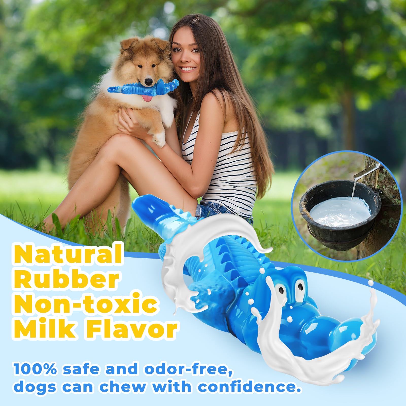 Indestructible Dog Chew Toys for Aggressive Chewers - Durable Large Breed Dog Toys for Medium & Big Dogs - Tough Blue Chewing Toy to Keep Pets Busy & Happy - Perfect for Playtime, Training & Anxiety Relief