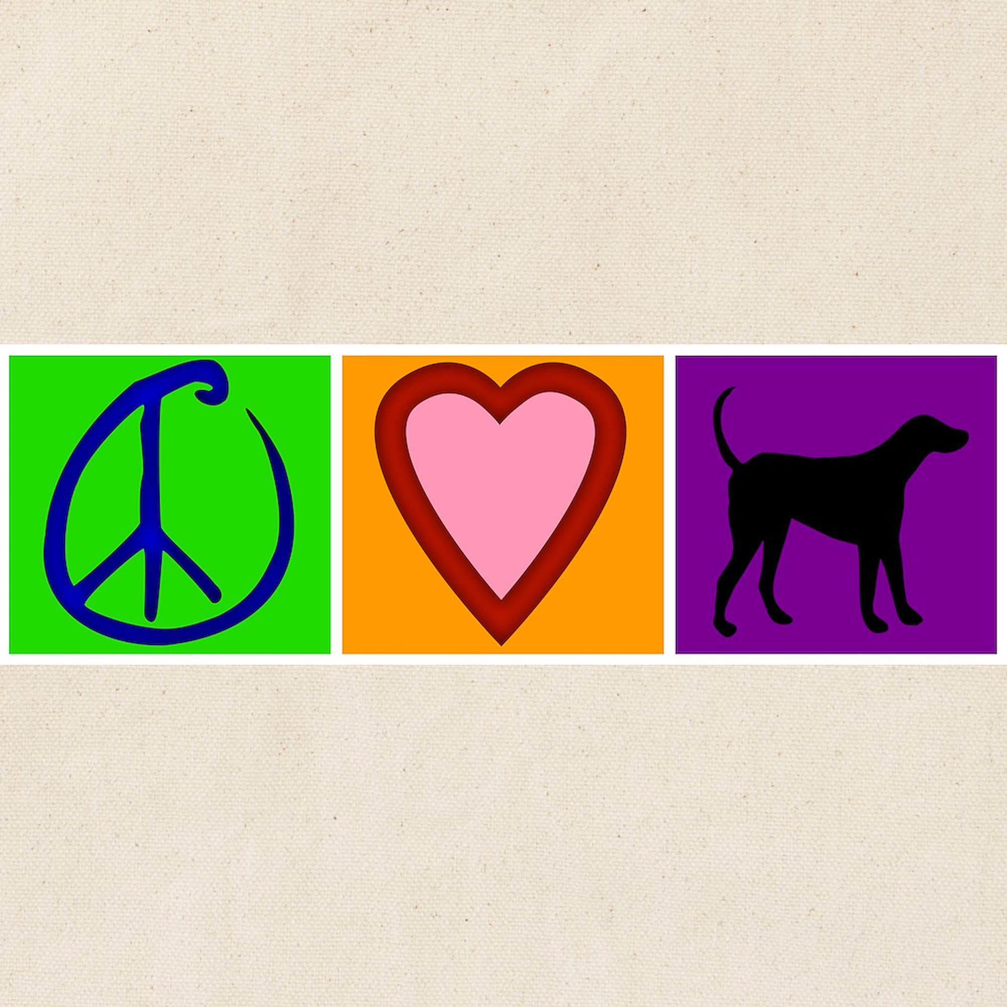 Peace Love Black Labs Tote Bag - Natural Canvas Reusable Shopping Bag for Groceries, Beach & Everyday Use | Eco-Friendly & Durable