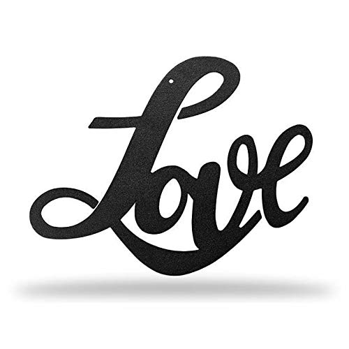 Redline Steel Cursive Love Wall Decor - Handcrafted Metal Wall Art for Living Room, Bedroom & Porch - Matte Black Calligraphy Quote Sign - Made in USA | Perfect for Home Decor, Wedding Gifts & Farmhouse Style Accents