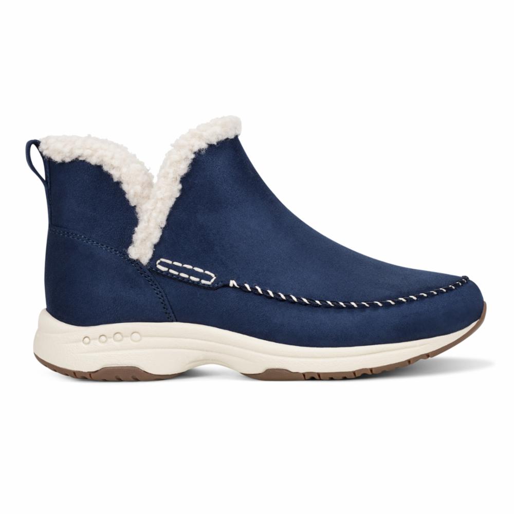Easy Spirit Women's Tuva2 Comfortable Slip-On Sneakers in Blue - Perfect for Walking, Travel & Casual Wear | Size M