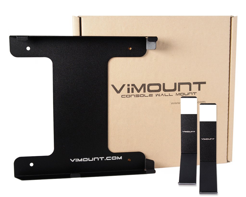ViMount Black Metal Wall Mount Holder for PlayStation 4 PS4 Classic/FAT (First Version) - Secure Storage for 2 Controllers - Perfect for Gaming Room Organization & Space Saving