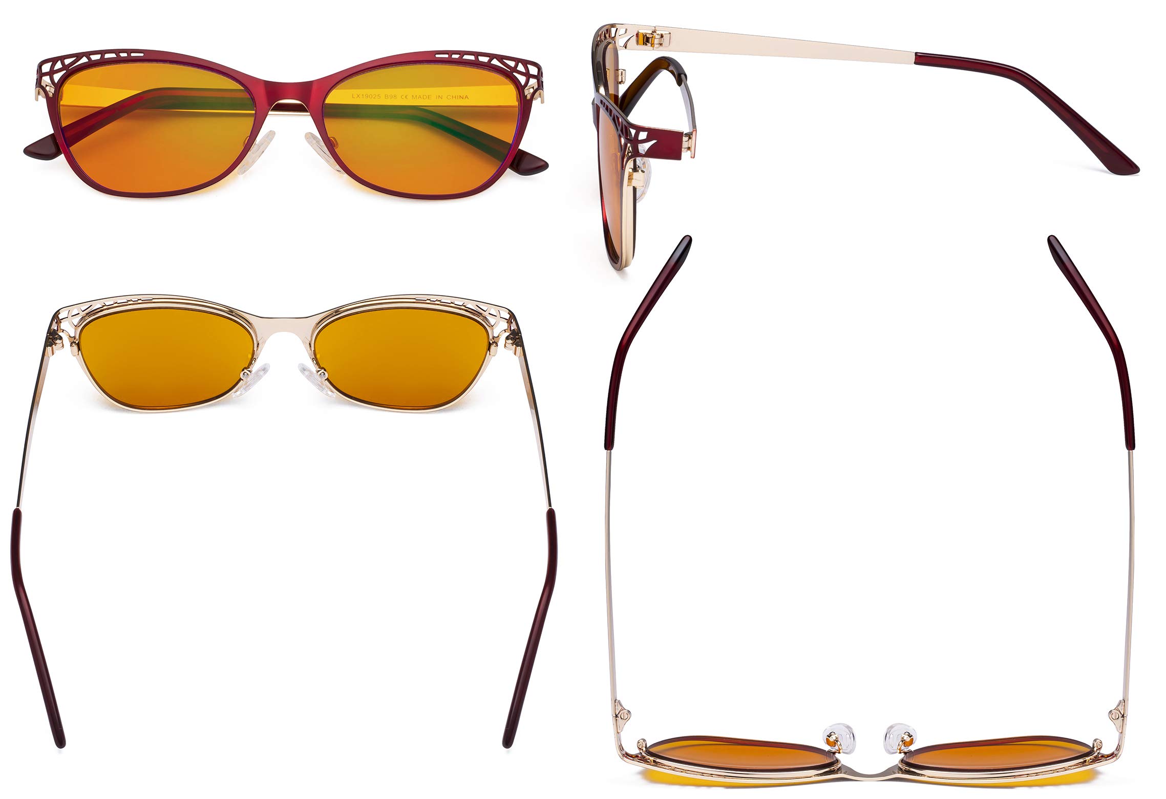 Eyekepper Women's Blue Light Blocking Glasses - Orange Tinted Nighttime Computer Glasses with Hollow Cat Eye Frame - UV Protection & Anti Glare for Eye Strain Relief - Perfect for Office Work & Late Night Screen Use