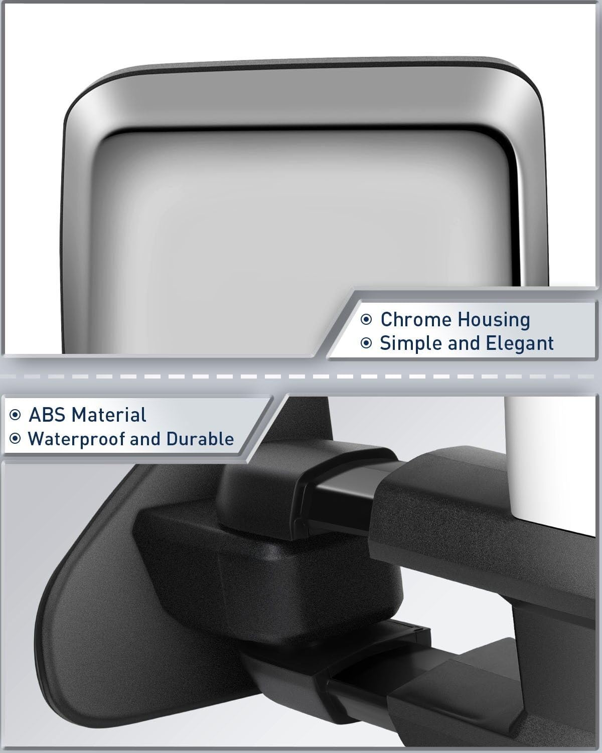 ECCPP Power Heated Towing Mirrors for 2003-2006 Chevy Silverado & GMC Sierra - LED Turn Signal, Running Lights, Chrome Housing (Left & Right Pair) - Perfect for Towing, Camping & Off-Road Adventures
