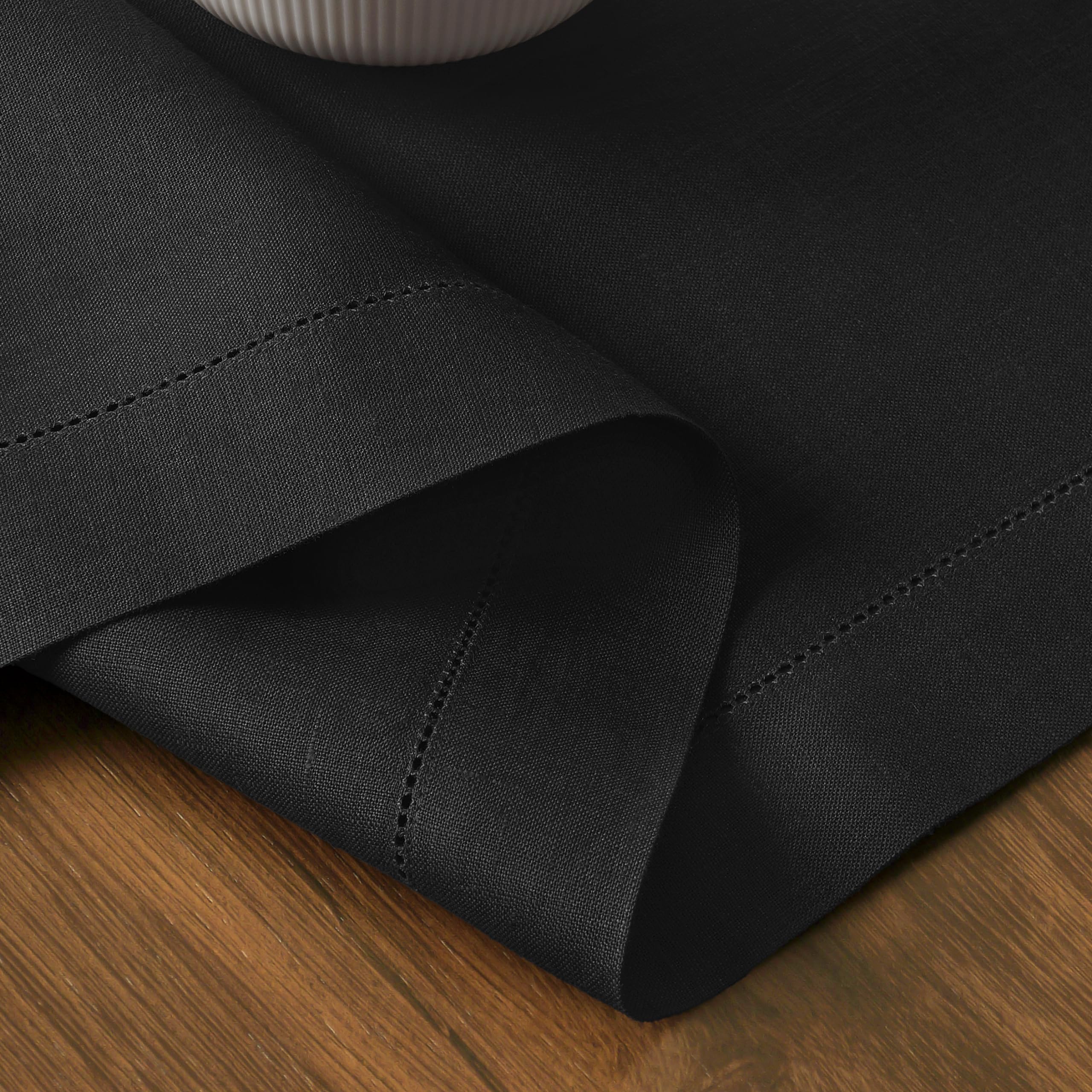 Premium Black Linen Table Runners Set - 14x36 & 14x60 Inch (2-Piece) | 100% Pure European Flax Linen | Elegant Dining Decor for Weddings, Parties & Home Styling