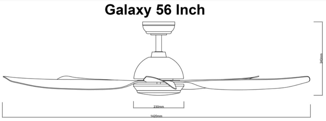 Fanco Galaxy 5 38/48/56 Inch DC LED Ceiling Fan with Remote Control - Energy Efficient Quiet Operation for Bedroom, Living Room & Outdoor Spaces