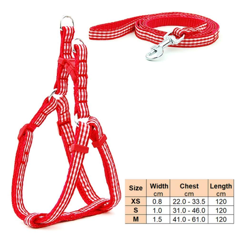 Adjustable Dog Harness & Leash Set for Small Dogs - Chihuahua, Terrier, Schnauzer - Soft Vest with Seatbelt Clip - Red Plaid Pattern - Perfect for Outdoor Walks, Car Rides & Training Sessions