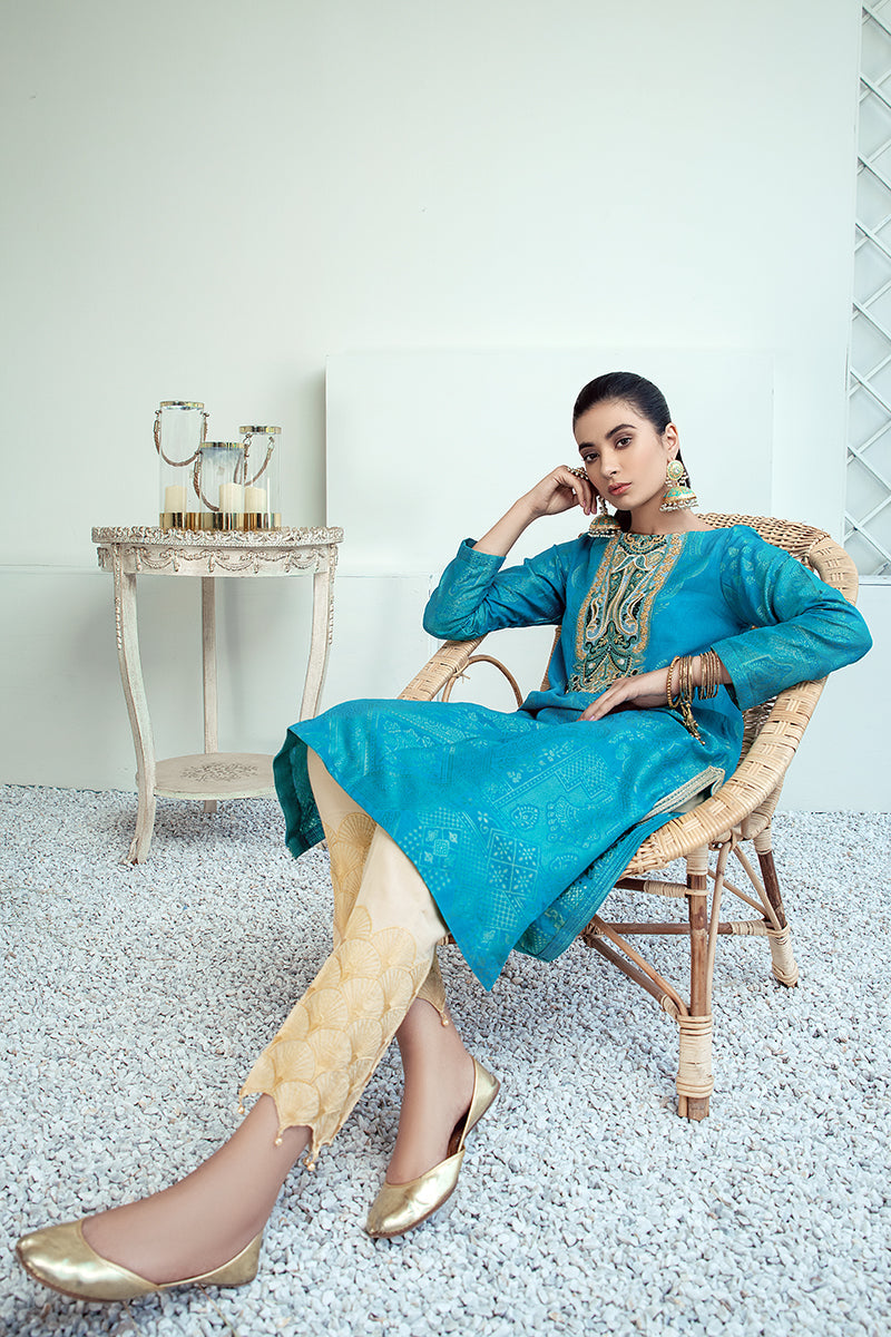 MINERAL AQUA Embellished Shirt for Women - Stylish Blouse with Crystal Details | Perfect for Office Wear, Date Night & Special Occasions