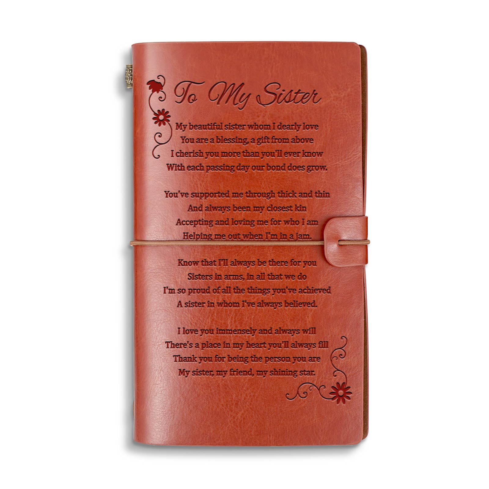 My Sister Gifts - I Love You Sister Leather Journal Refillable Notebook - Thoughtful Sisters Gifts from Brother or Sister - A6 Travel Writing Diary for Women - Perfect Birthday, Christmas Gift for Sister - Use for Journaling, Travel Memories, Poetry & Note Taking