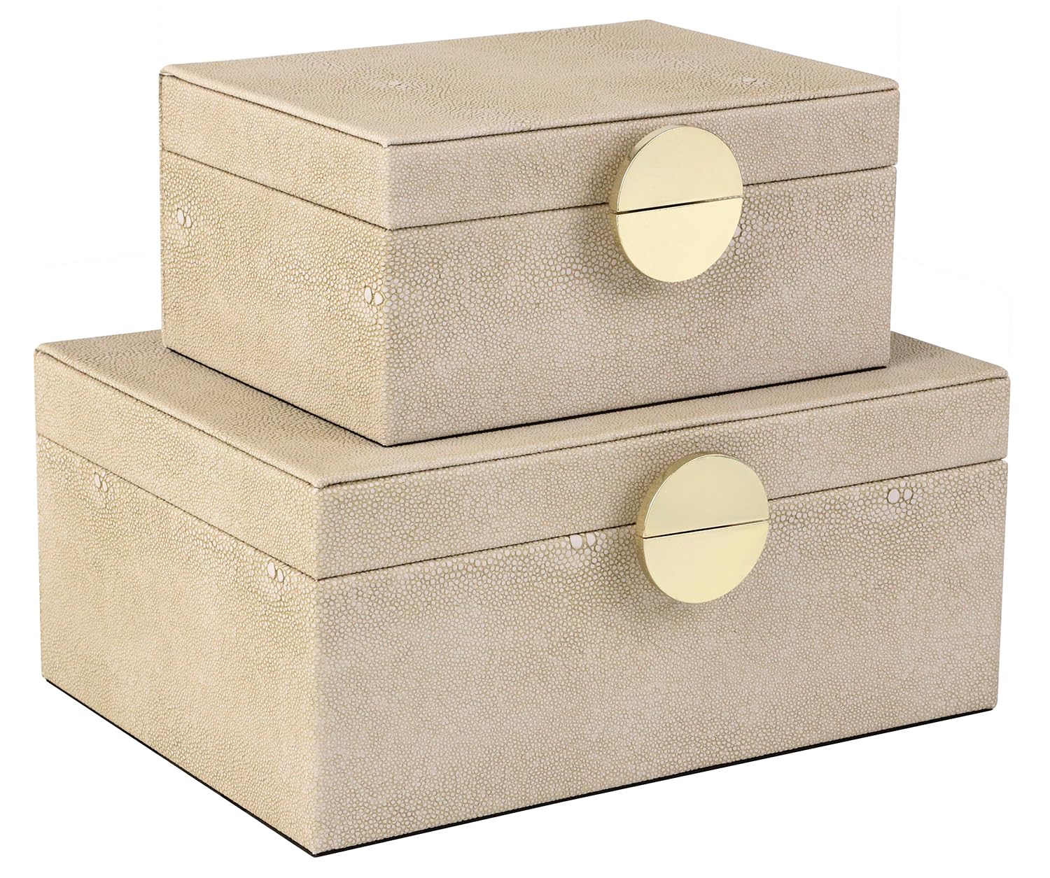 HofferRuffer Faux Leather Jewelry Organizer Box Set of 2 - Light Grey for Jewelry Storage & Home Decor