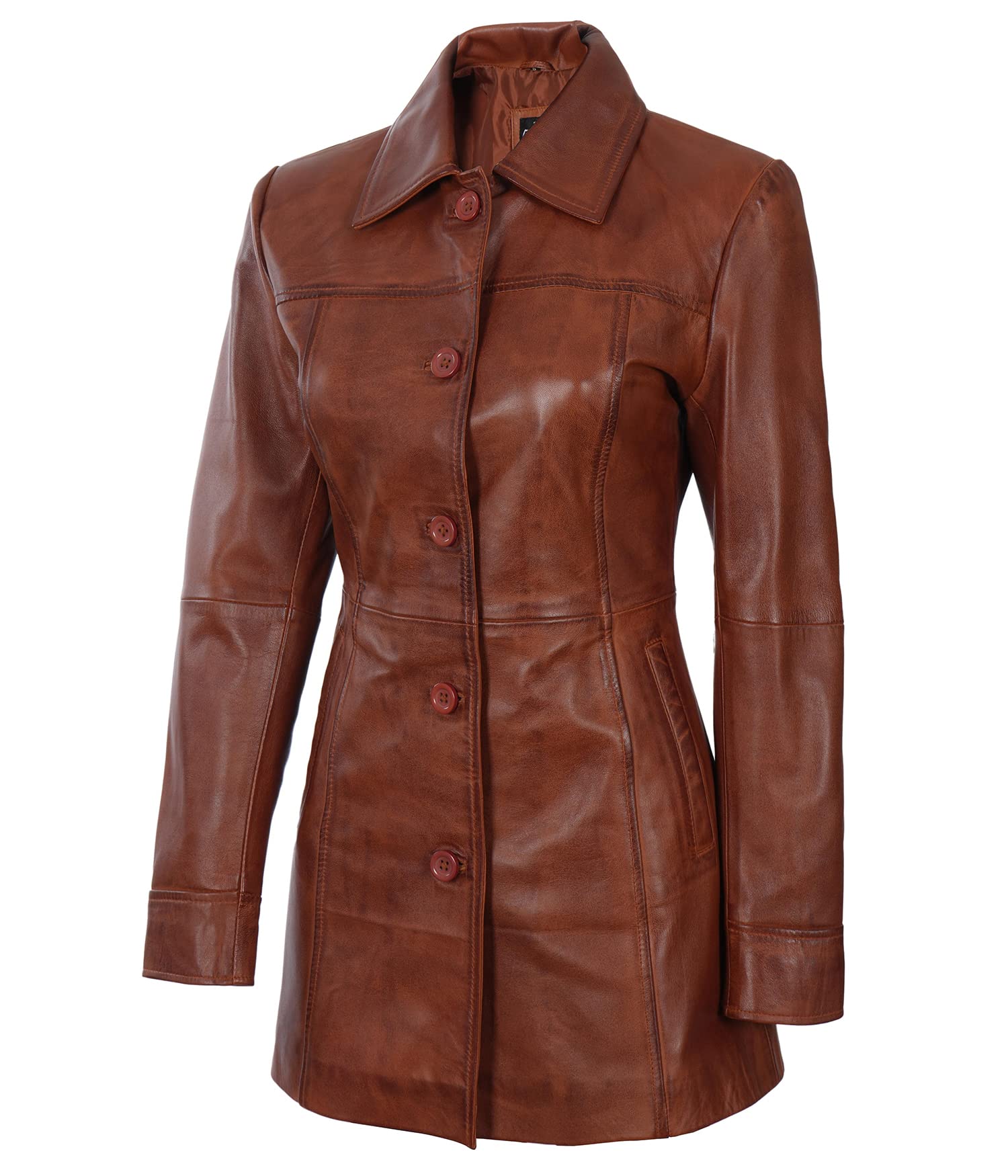 Genuine Lambskin Leather Jacket for Women - Stylish Soft Long Trench Coat - Winter Fashion Outerwear for Casual, Office & Evening Wear