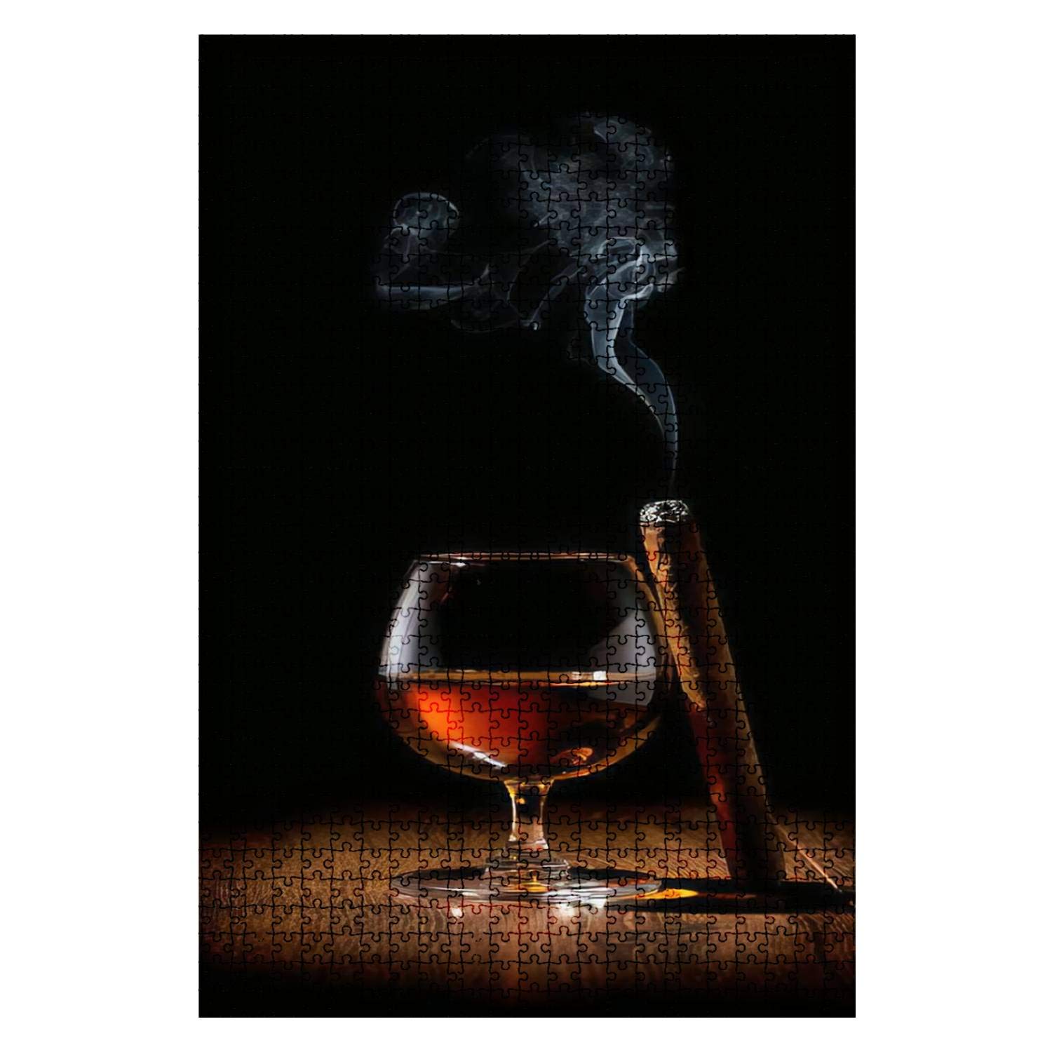1000-Piece Wooden Jigsaw Puzzle - Scotch Whiskey & Cigar Theme - Challenging Adult Puzzle Game - DIY Educational Toy - Home Decor Gift for Men & Women - Perfect for Relaxation, Family Game Nights & Office Break Room Activities