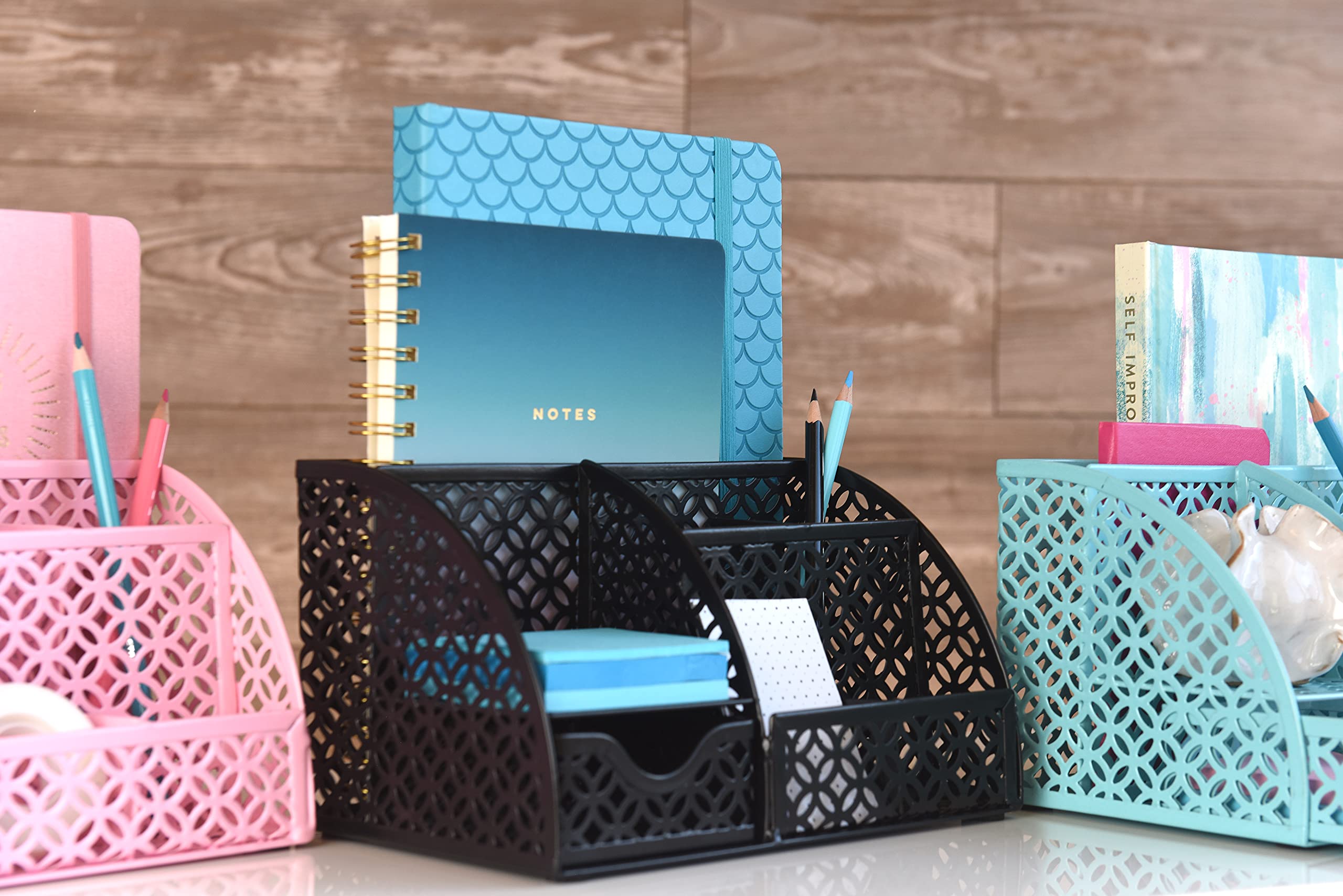 Teal Desk Organizer & Caddy - Stylish Dorm & Office Desk Accessory for Pens, Pencils, Supplies - Perfect for College Students, Home Office & Workspace Organization