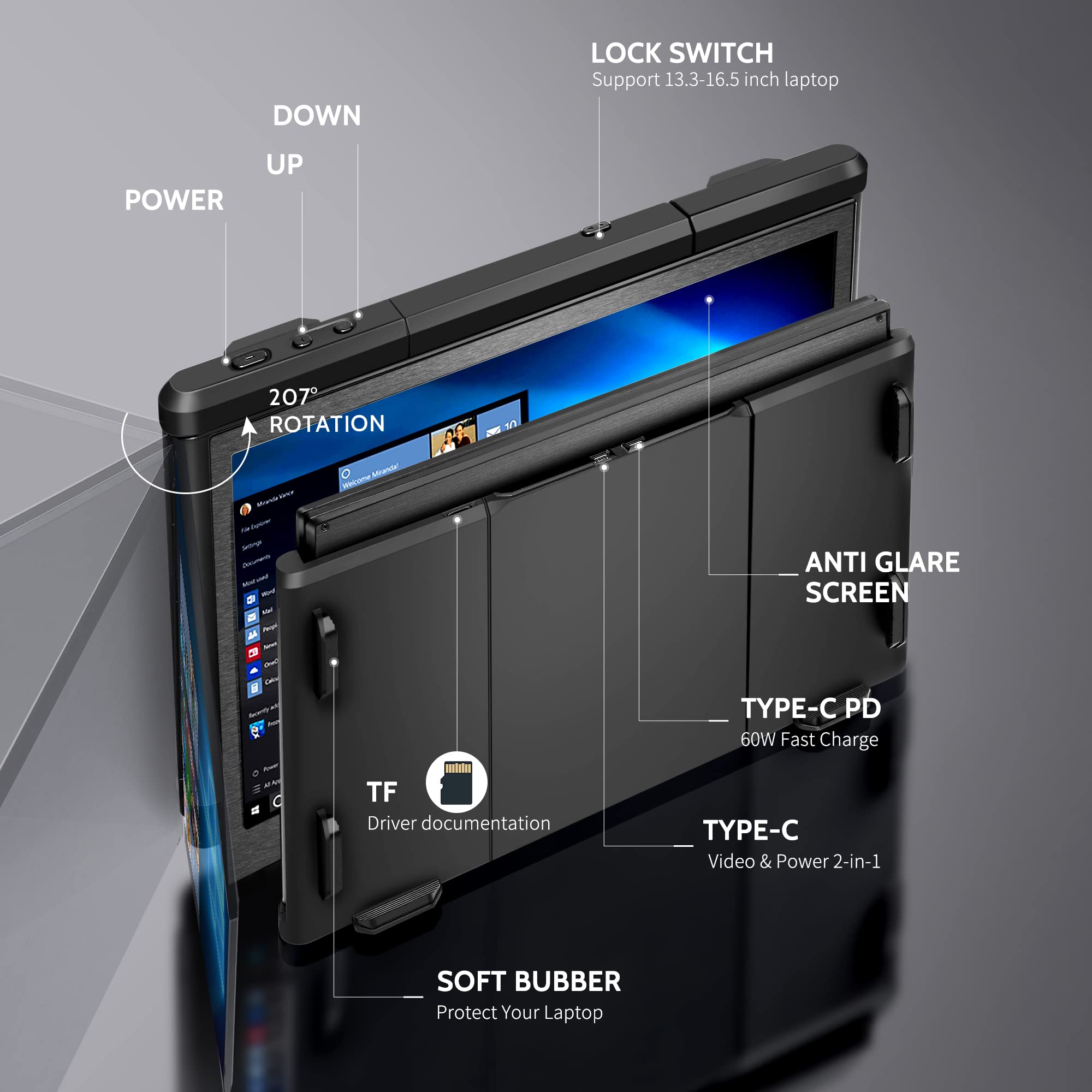 **Alecewey P2 PRO Triple Portable Monitor for Laptop - 13.3