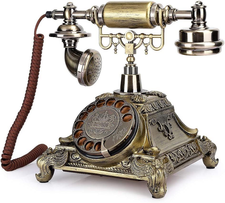 Vintage Retro Rotary Dial Telephone - Classic Antique Home Landline Phone with Resin Turntable, European Style Decor for Living Room, Office & Vintage Themed Parties (Color: Default)