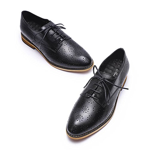 Women's Printed Oxford Brogue Derby Shoes - Lace-Up Leather Wingtip Shoes for Women - Stylish & Comfortable for Office, Casual & Formal Wear