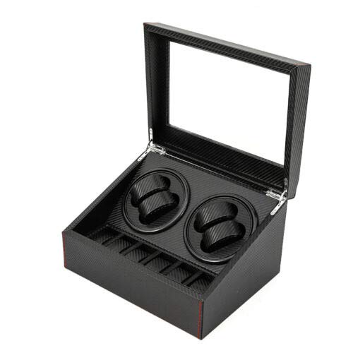 Automatic Rotating Watch Winder Box - 4+6 Watch Storage Display Case with Leather Straps - Perfect for Watch Collectors & Luxury Timepiece Enthusiasts