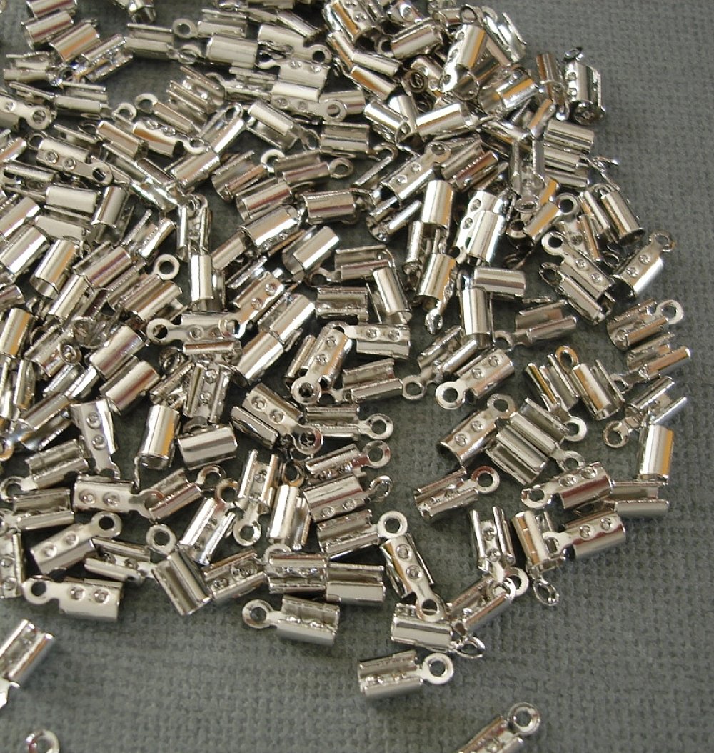 50Pcs Premium Brass Crimp Connectors & Crimp Beads - Jewelry Making Supplies for Necklace, Bracelet & Chain Ends (Platinum Finish) - Perfect for DIY Jewelry, Beading & Craft Projects