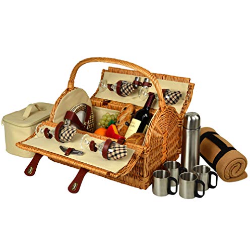 Wicker With London Plaid Plates/Napkins