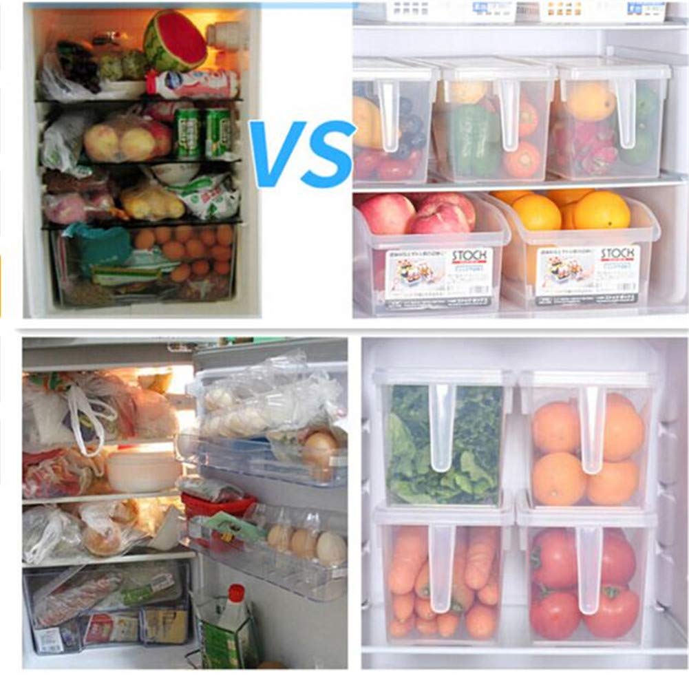 Clear Plastic Stackable Food Storage Container - Airtight Refrigerator Organizer for Fruits, Vegetables, Grains & Beans | Kitchen Fresh Food Keeper with Sealed Divider | Perfect for Meal Prep & Pantry Organization
