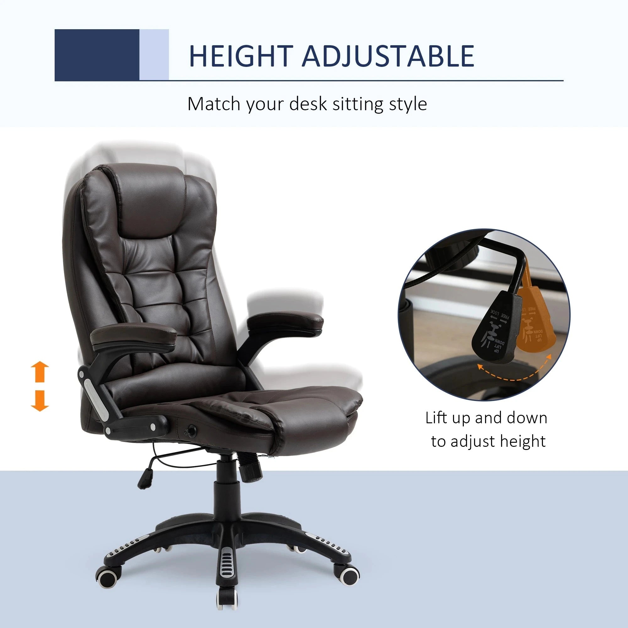 Premium High Back Faux Leather Executive Office Chair - Ergonomic Swivel Seat with Adjustable Height (Black/Gray) - Perfect for Home Office, Conference Rooms & Corporate Workspaces