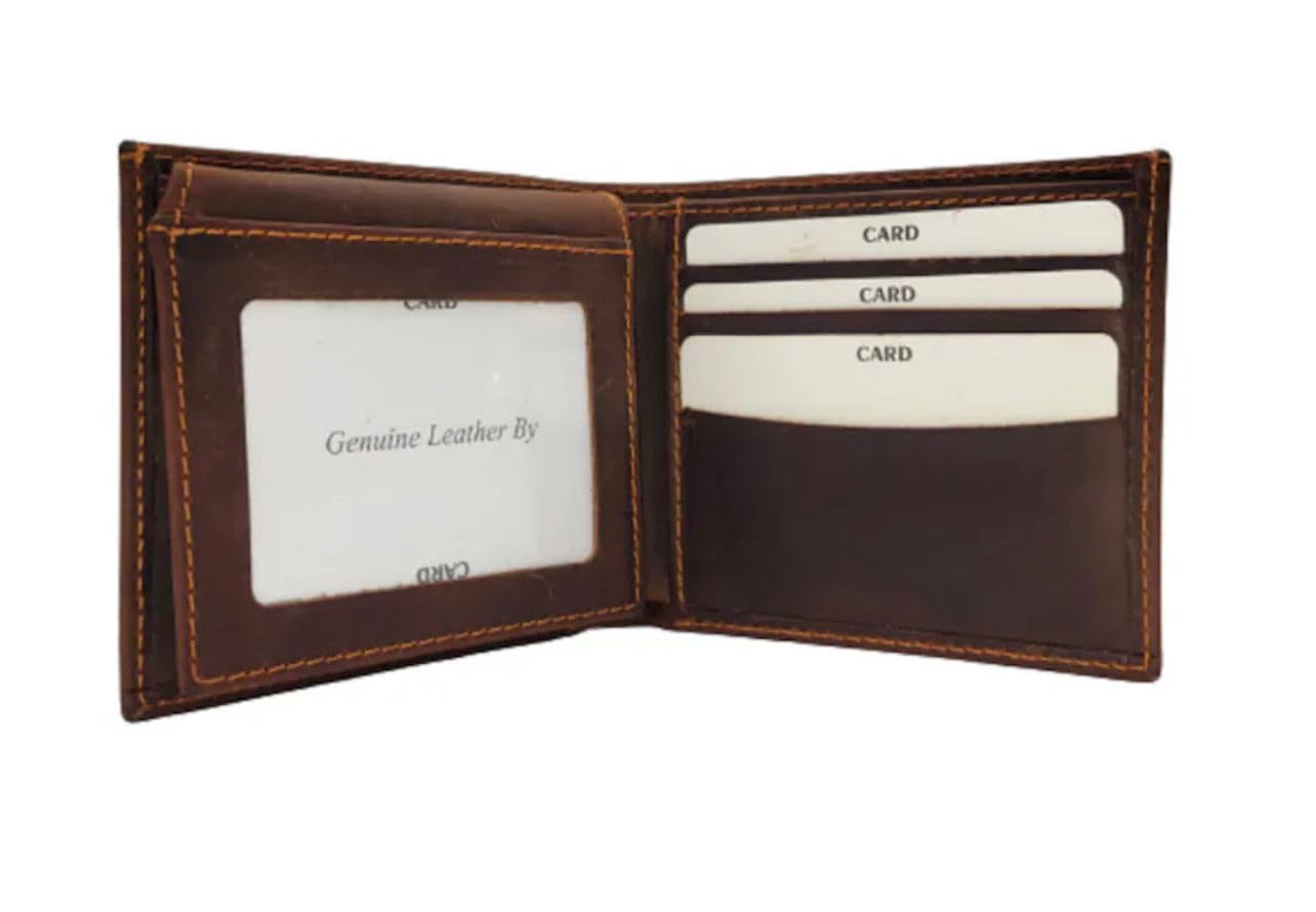 Custom Engraved Grizzly Bear Leather Wallet for Men - Personalized Name Wallet, Valentine's Day Gift for Husband, Birthday Present from Mom to Son - Perfect for Everyday Use & Special Occasions
