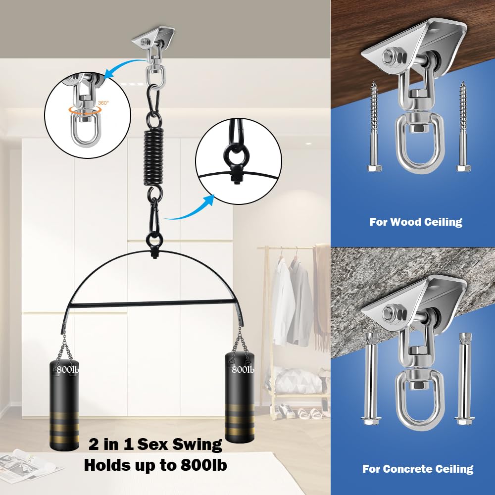 360° Spinning Adjustable Sex Swing for Couples - 2-in-1 BDSM Bondage Restraint with Premium Stand & Comfortable Thick Straps | Bedroom, Adult Play, Spice Up Relationship, BDSM Scenes